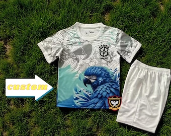 Personalized Brazil Blue Macaw Art Jersey Set