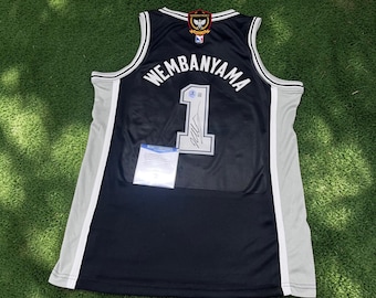 Wembanyama 1 Signed Black Spurs Jersey With Beckett COA , QR code (Read Descr)
