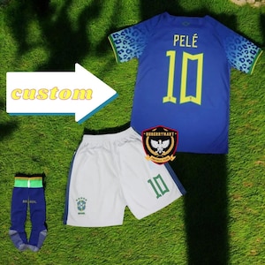 Personalized Brazil 2022 Away Soccer Set