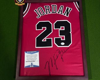 Jordan #23 Signed & Framed GOAT Memorabilia Jersey - Certified BAS Autograph