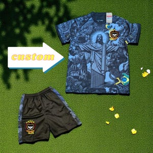 Personalized Brazil Christ the Redeemer Blue 2024/25 Soccer Set