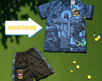 Personalized Brazil Christ the Redeemer Blue 2024/25 Soccer Set