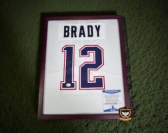 Brady 12 Signed NEP White Jersey - With/without Frame - Certified BAS Autograph