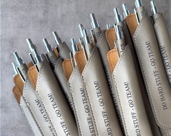 Engraved Ballpoint Pen with Leatherette Sleeve, Custom Corporate Gift