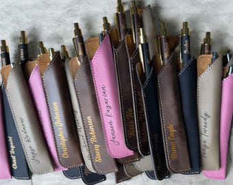 Christmas Personalized Engraved Ballpoint Pen: Faux Leather Corporate Gift