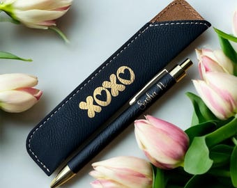 Engraved Ballpoint Pen, Custom Valentines Day Gift, Personalized Pen Sleeve
