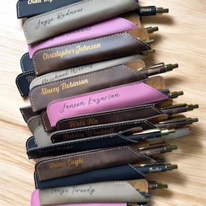 Personalized Engraved Ballpoint Pen: Faux Leather Corporate Gift