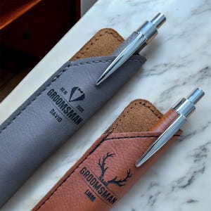 Custom Gift for Groomsmen - Personalized Pen - Best Man Wedding Gifts - Leather Pens with Case