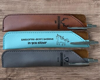 Personalized Leatherette Pen with Sleeve – Custom Engraved Gift