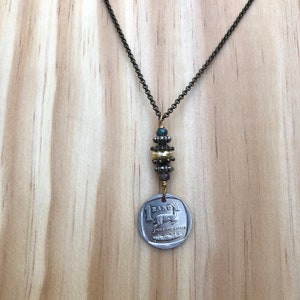 SOUTH AFRICA - One of a Kind 1999 South African Rand Coin Necklace with Beading - Reversible