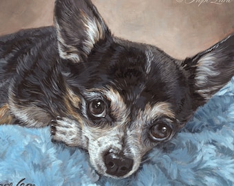 Custom pet portrait from a photo, Custom Dog Portrait, pet portrait painting, best pet lover gift, Chihuahua painting