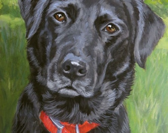 Black Lab, Custom Pet Portrait Painting, Labrador Retriever, Black Dog Painting, Custom Dog Portrait, original 8x10 dog art by Hope Lane