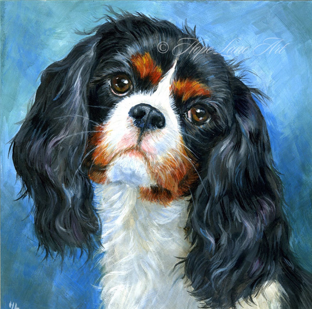 Cavalier King Charles Spaniel Print Dog Wall Art Pet Illustration
