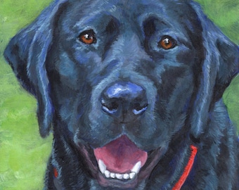 Black Lab print, Black Dog Art, Labrador Art, dog painting, Labrador Retriever Lover wall decor, animal painting by Hope Lane