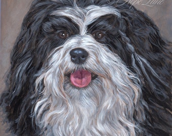 Custom Pet Portrait Oil or Acrylic, Havanese Portrait Painting, Dog Portrait Custom, original 8 x 8 pet painting by Hope Lane