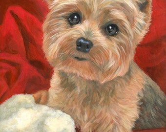 Yorkie Love, Custom Pet Portrait, Yorkshire Terrier Painting, Yorkie Art, Dog Portrait, original 8x10" dog art by Hope Lane