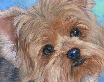 Yorkie print, dog art, dog painting, yorkshire terrier art, animal painting, pet lover gift, 8 x 10 by Hope Lane