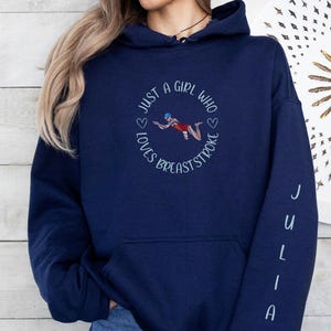 Moletom personalizado para nadador de nado peito, presente para menina nadadora, moletom com capuz para natação, roupa competitiva para encontro de equipe de natação