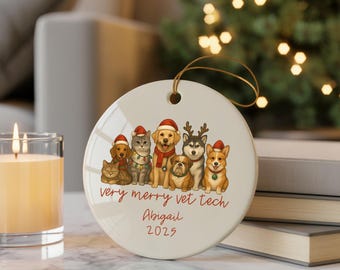Custom Veterinary Technician Christmas Ornament Vet Tech Personalized Ceramic Vet Tech Grad Keepsake with Name & Year Vet Office Xmas Gift