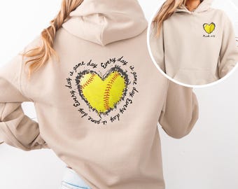 Custom Name Number Softball Mom Sweatshirt Personalized Softball Hoodie Softball Mama Sweater Softball Grandma Gift Game Day Ballpark Gear