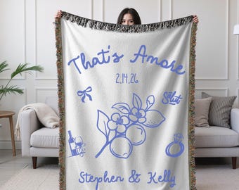 Custom Italian Wedding Blanket Personalized Amalfi Coast Couples Blanket Thats Amore Italian Engagement Keepsake Italy Newlywed Wedding Gift