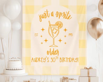 Gewoon een Spritz ouder Aperol Spritz verjaardagsfeestje banner Italiaans thema mijlpaal verjaardag brunch teken Aperol Spritz decor 30e foto achtergrond
