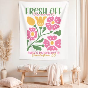 Benutzerdefinierte Frisch vom Markt Bachelorette Banner Niedliche Bauern Markt Ästhetische Brautdusche Kulisse Trendy Luxus Bach Party Zeichen Wandbehang