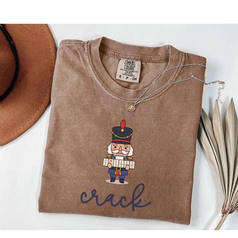 Comfort Colors Nutcracker Mahjong Christmas Shirt Nutcracker Holding Tiles Crack Suit Mahjong Club Gift Holiday Game Night Mahjong Group Tee