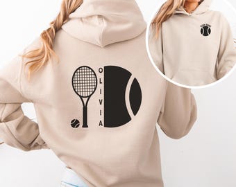 Custom Name Tennis Player Sweatshirt Personalized Tennis Hoodie Senior Tennis Sweater Tennis Season Gift Game Day High School Courtside Gear