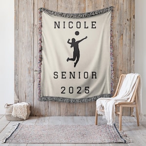 Custom Volleyball Blanket Personalized Senior Night Volleyball Throw Gift for Volleyball Team Girls Volleyball Blanket Game Blanket Player