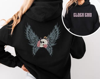 Felpa con cappuccio Emo Elder Felpa con scheletro Emo Elder Maglietta Emo Club Regalo per mamma Emo Donna Maglietta Emo Pop Punk Regalo Emo Fan Alternativa Grunge