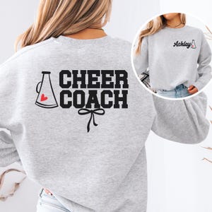 Personalized Coquette Cheer Coach Sweatshirt Cheerleading Coach Gift Trendy y2K Aesthetic End-of-Season Competitive Squad Banquet Team Gift