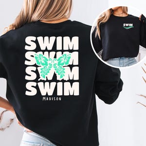 Custom Swimmer Sweatshirt Personalized Swimming Crewneck Swimmer Birthday Gift Idea Swim Meet Swimming and Diving Club Competitive Swim Team