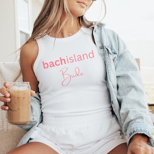 Island Theme Love Bachelorette Tank Top Bride Bombshell Luxury Bach Party Hot Girl Racerback Mirco Rib Tank Beach Bridal Shower Wedding Tee