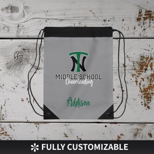 Custom Team Sports Bag Personalized Cheer Squad Mascot Logo Drawstring Cinch Bag Cheerleading Backpack with Name Kids & Adults Perfect Gift!