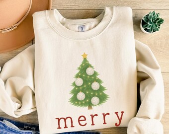 Volleyball Christmas Tree Sweatshirt Merry Xmas Volleyball Lover Crewneck Volleyball Season Holiday Game Day Sweater Coach Mom Festive Gift
