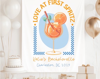 Liebe auf den ersten Spritz Bachelorette Zeichen Aperol Spritz Bachelorette Dekor Brautparty Foto Hintergrund Retro Sommer Italienisch Bach Banner