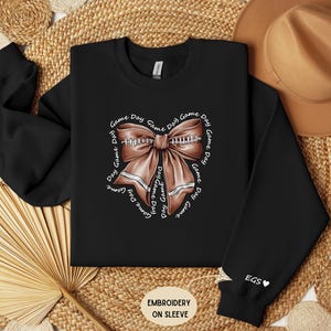Custom Football Mom Sweatshirt Football Mama Gameday Crewneck Kids Initials on Sleeve Personalized Name Sports Mom Sweatshirt Fall Games