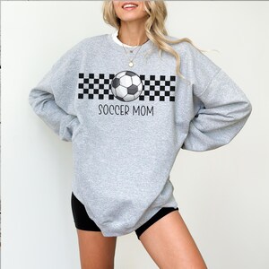 Cute Soccer Mom Sweatshirt Game Day Outfit Travel Soccer Mom Crewneck Spring Soccer Mama Gift Soccer Team Mom Hoodie Trendy Checker Design