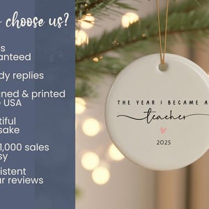 Teacher Ornament The Year I Became a Teacher Custom Educator Keepsake First Year Teacher Gift New Teacher Christmas Ornament Graduation
