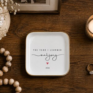 Mahjong Lover Jewelry Dish New Mahjong Hobby Gift Ring Tray Mahjong Friend Personalized Mahjong Group Gift Trinket Tray 2026 Mahjong Club image 2