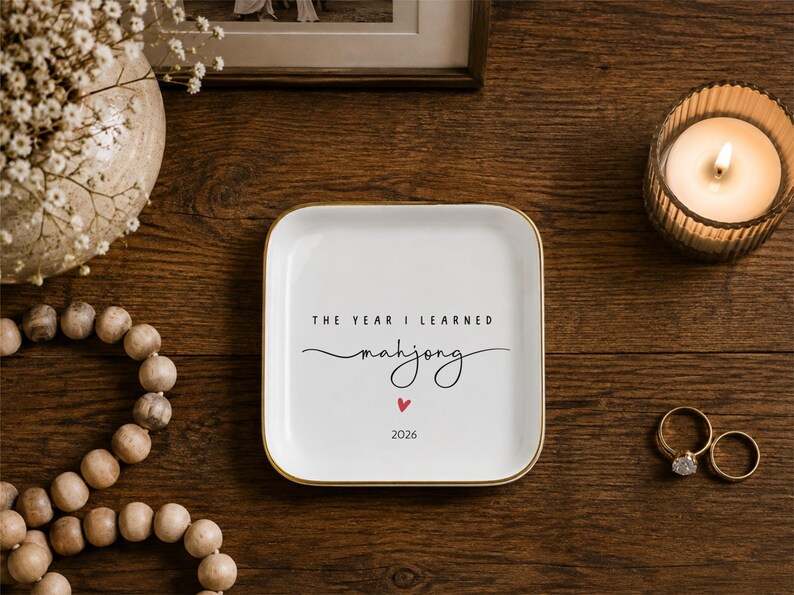 Mahjong Lover Jewelry Dish New Mahjong Hobby Gift Ring Tray Mahjong Friend Personalized Mahjong Group Gift Trinket Tray 2026 Mahjong Club image 2