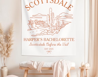 Pancarta de despedida de soltera en Scottsdale Antes del velo Letrero de lujo personalizado para despedida de soltera en Arizona Decoración personalizada para despedida de soltera en Arizona Tapiz de fondo