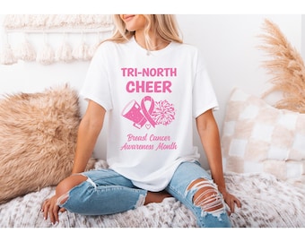 Gildan Custom Cheer Team Breast Cancer Awareness T-shirt Pink Out October Tee Pink Ribbon Fight Cancer Football Season Gameday Cheerleading
