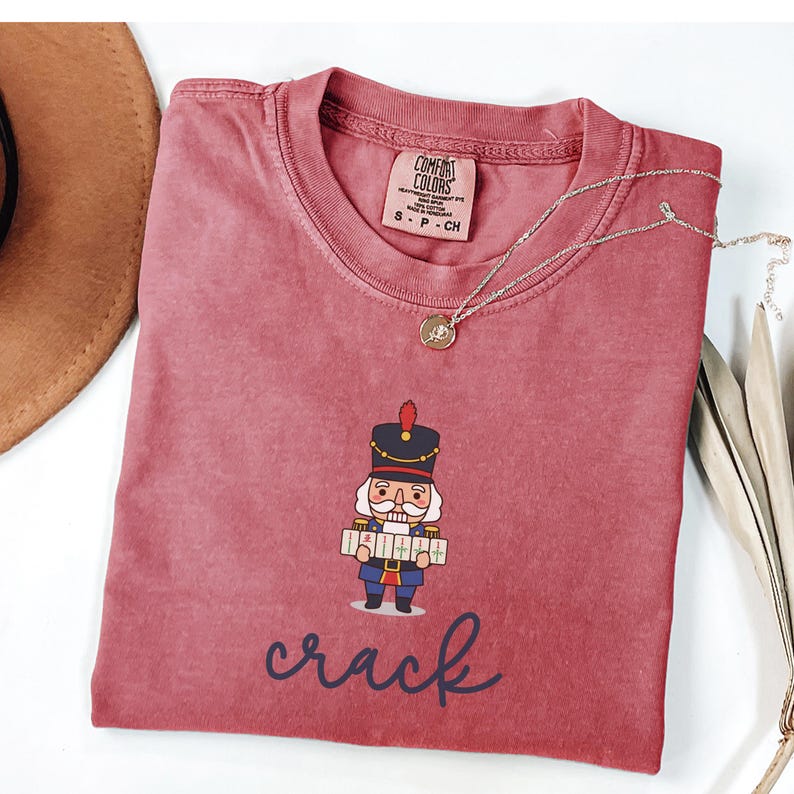 Comfort Colors Nutcracker Mahjong Christmas Shirt Nutcracker Holding Tiles Crack Suit Mahjong Club Gift Holiday Game Night Mahjong Group Tee