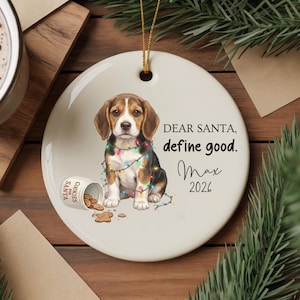 Custom Funny Beagle Ornament Personalized Dog Christmas Ornament Cute Beagle Lover Gift Ceramic Holiday Keepsake Beagle Owner Gift