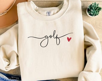 Golf Sweatshirt with Heart Comfort Colors Shirt Golf Lover Gift Cozy Gildan Crewneck Golfing Club Outfit Golfer Group Golf Friend Gift