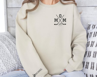 Hockey mom custom sweatshirt rink mom personalized crewneck hockey mama gift hockey tournament hoodie hockey apparel game day sweater