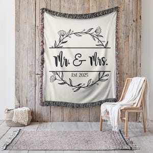 Wedding Woven Blanket Mr And Mrs Second Anniversary Gift For Wife Cotton Anniversary Tapestry Blanket Custom Newlywed Throw Blanket Gift