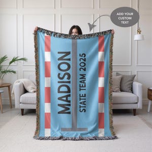 Custom Swim Blanket Personalized Gift for Swimmer Swim Team Woven Throw Blanket End of Season Swimming Pool State Finalist Senior Night Gift